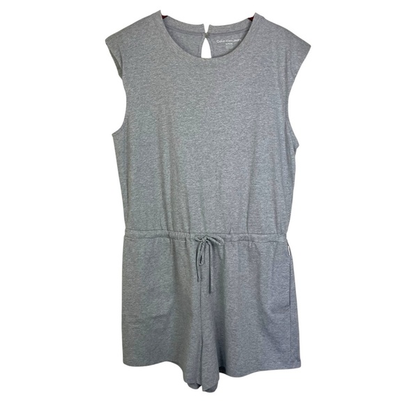 Calvin Klein cotton romper short sleeve drawstring waist grey women’s XL NWT - Picture 3 of 8